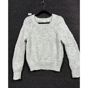 Gap Wool Blend Knit Sweater Womens L Marled Mint Color Boxy Crew Neck Crop